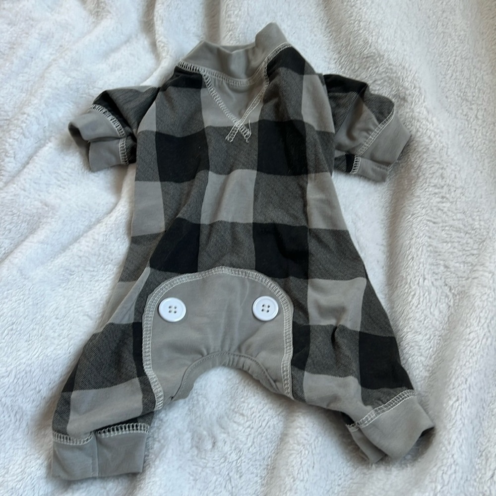 Foufou Dogs Onesie, Black And Grey Plaid, Size Small